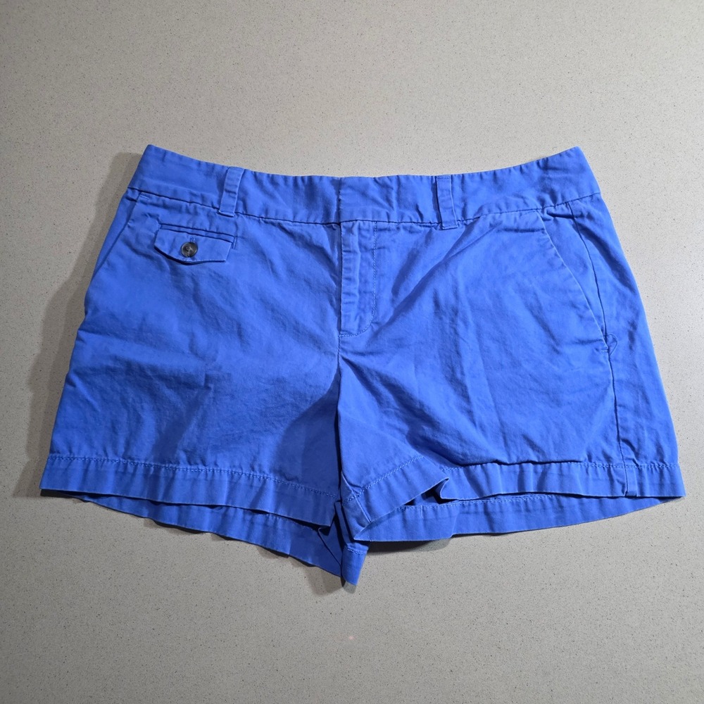 Ann Taylor Loft Womens Blue Chino Shorts Size 6 Casual Summer Flat Front